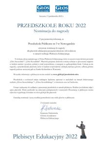 Przedszkole Roku w wielkim Plebiscycie Edukacyjnym